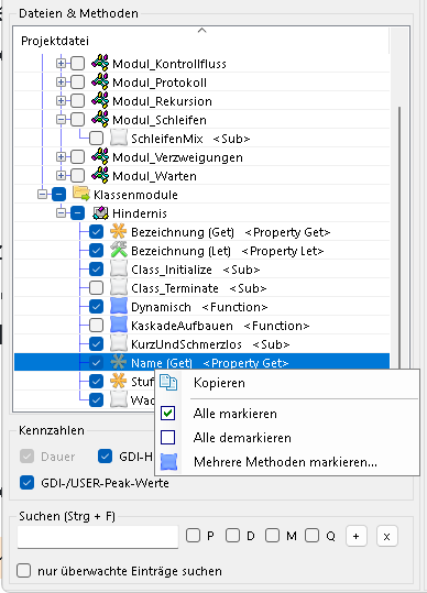 VB6 Profiler – feingranulare Auswahl überwachter Methoden und Kennzahlen